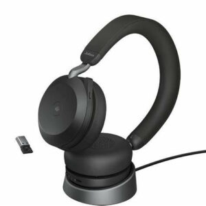 Jabra Evolve2 75, Link 380a MS DUO, Black con stand di ricarica